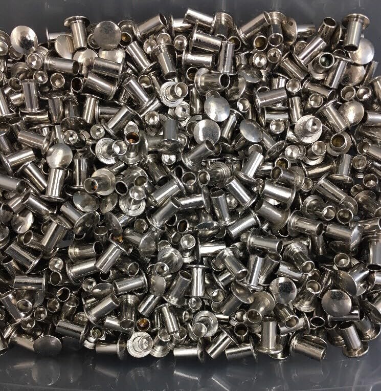 (100) 1/8 X 7/32 Semi Tubular Rivet Brass Nickel Oval .125 X .219 USA