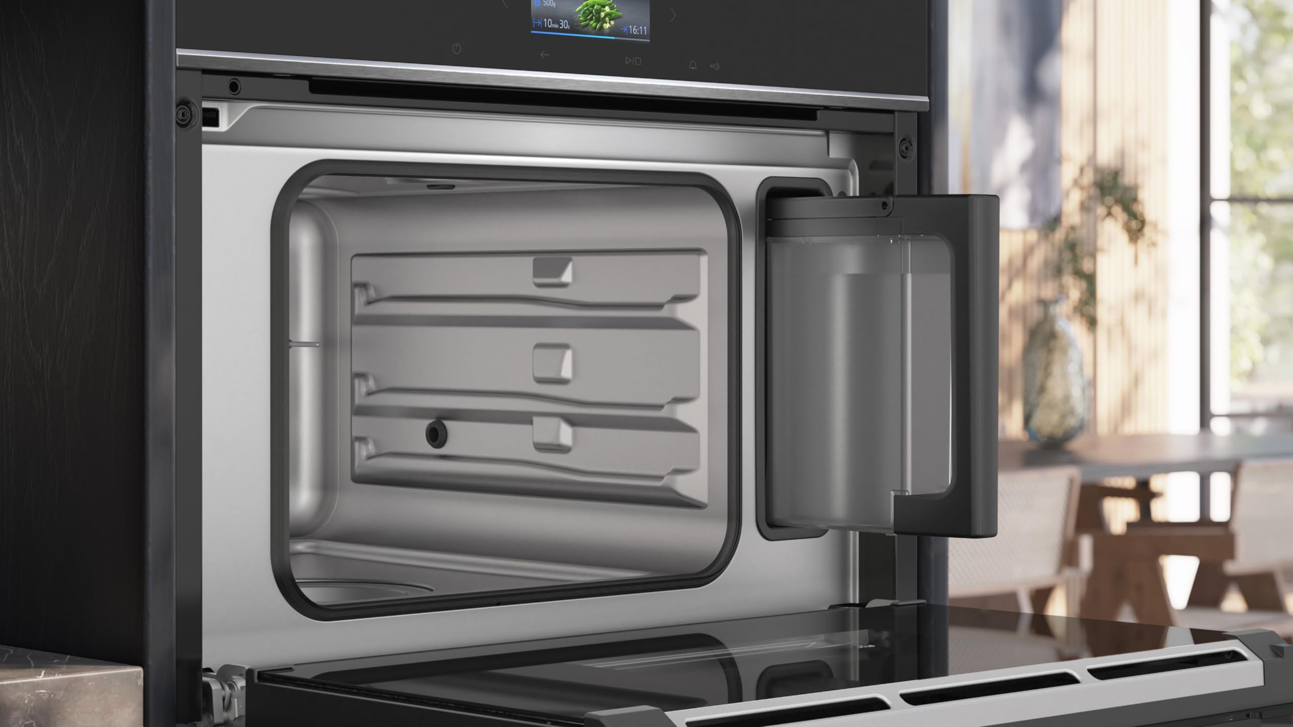 Siemens CD714GXB1, Smarter iQ700 Einbau-Dampfgarer, 60 x 45 cm, 1,3 L Wassertank, Regenerieren mit Dampf, Farb-Display, cookControl Automatikprogramme für beste Ergebnisse, Home Connect, Schwarz