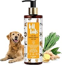 Tell Tails 5-in-1 Natural Dog Shampoo - 250ml - Flea, Tick & Odor Removal - Moisturizes, Heals & Shine - Anti-fungal & Anti-bacterial - Citronella, Ginger, Bhringraj & Amla - For Labrador & All Breeds