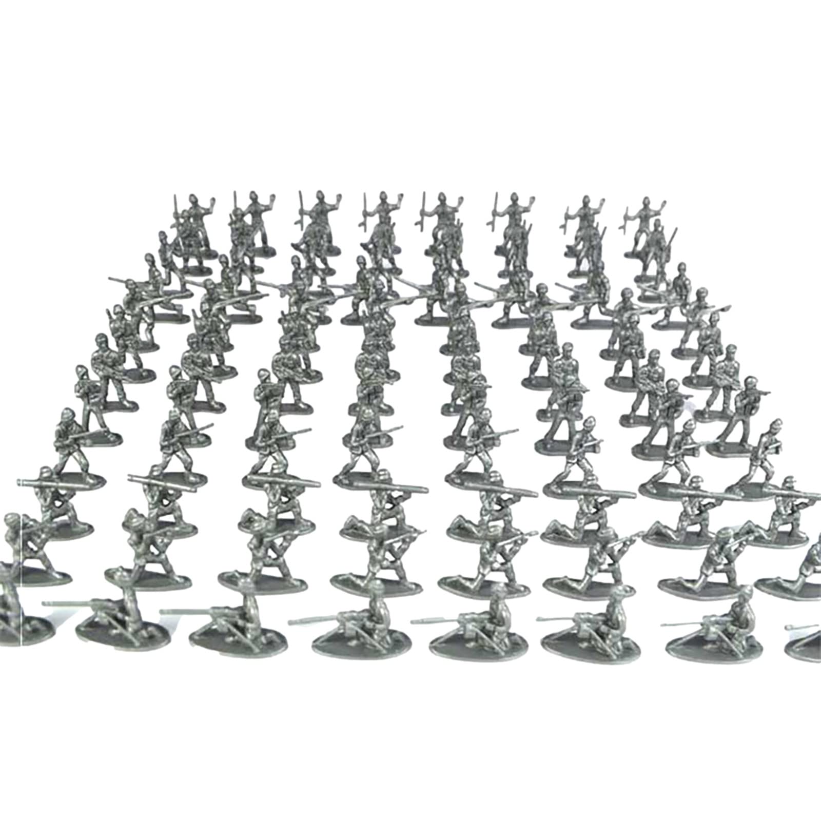 Figures Green Toy Toy Men For Kids Soldiers Figures Soldiers Pcs Action Various Soldiers Children 100 Education (Silver, One Size)