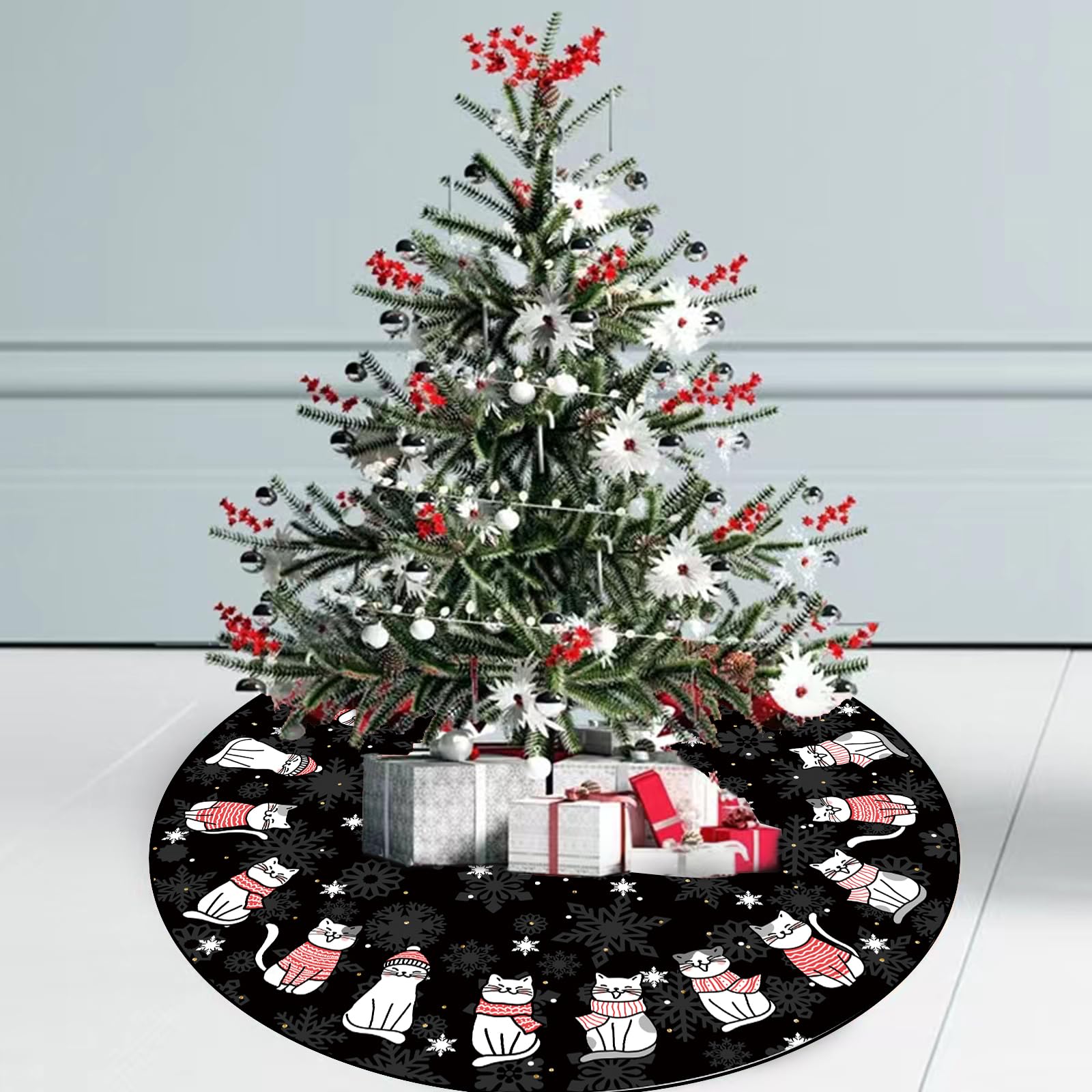 Gonna per albero di Natale, base per albero di Natale, 122 cm, per interni ed esterni, colore nero