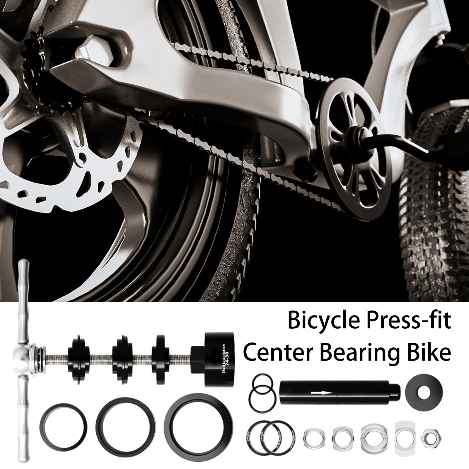 Herramienta de extracción de instalación de pedalier – Kit de prensa de rodamientos de bicicleta duradero, herramienta de prensa de bielas de aluminio de precisión | Equipo de reparación de ciclo