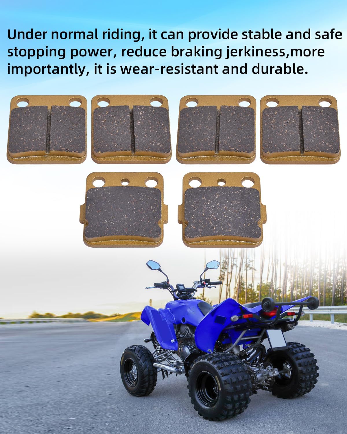 Brake Pads for Yamaha Wolver/ine 350, Warr/ior 350, Bla/ster 200, Ban/shee 350, Rap/tor 125, YFZ350 YFS200 YFM 350 YFS200 YFM125R, OEM#3GDW00450100 1UYW00460100