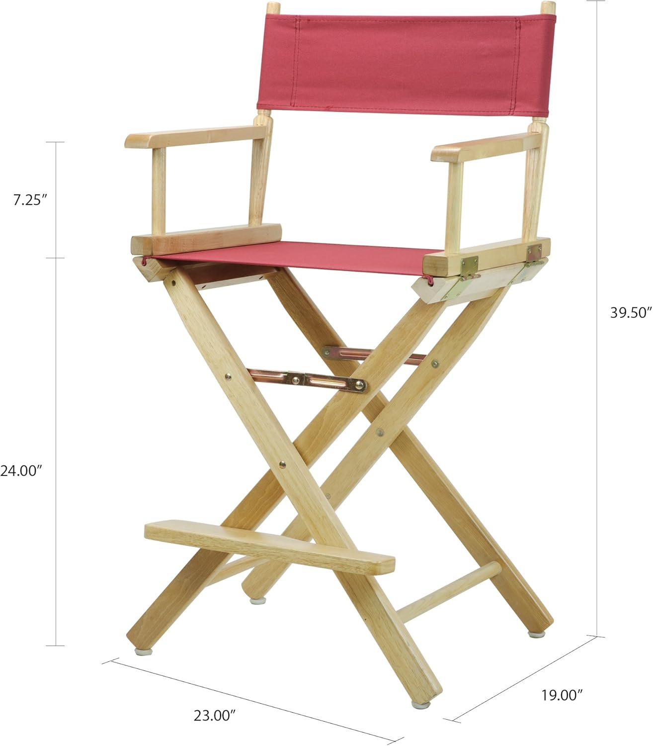 Casual Home 24" Director's Chair Natural Frame with Burgundy Canvas, Counter Height
