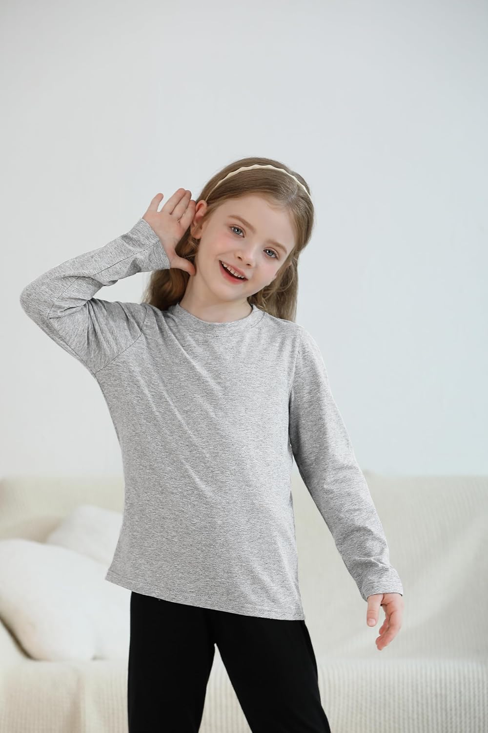 5 Pack Cotton Girls Long Sleeve Shirts Toddler Soft Basic T-Shirts Top Kids Crewneck Layering Tees - Image 3