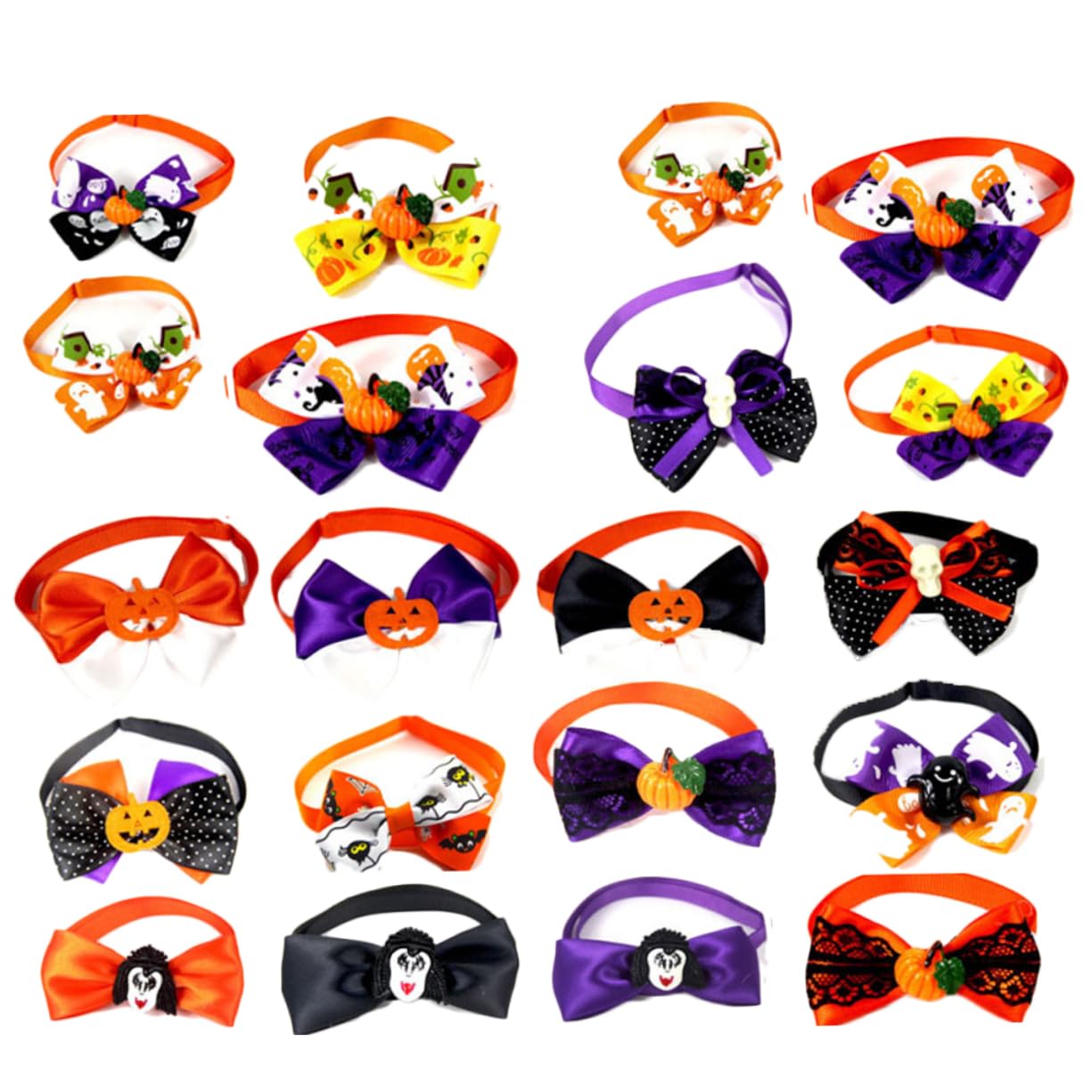 BESPORTBLE 3 Sets Halloween-Fliege Für Haustiere Hundehalsband Mit Schleife Dekoration Für Haustiere Größe Verstellbar Für Hunde Einzigartiges Material Für Sicheres Tragen 20 Stück X 3