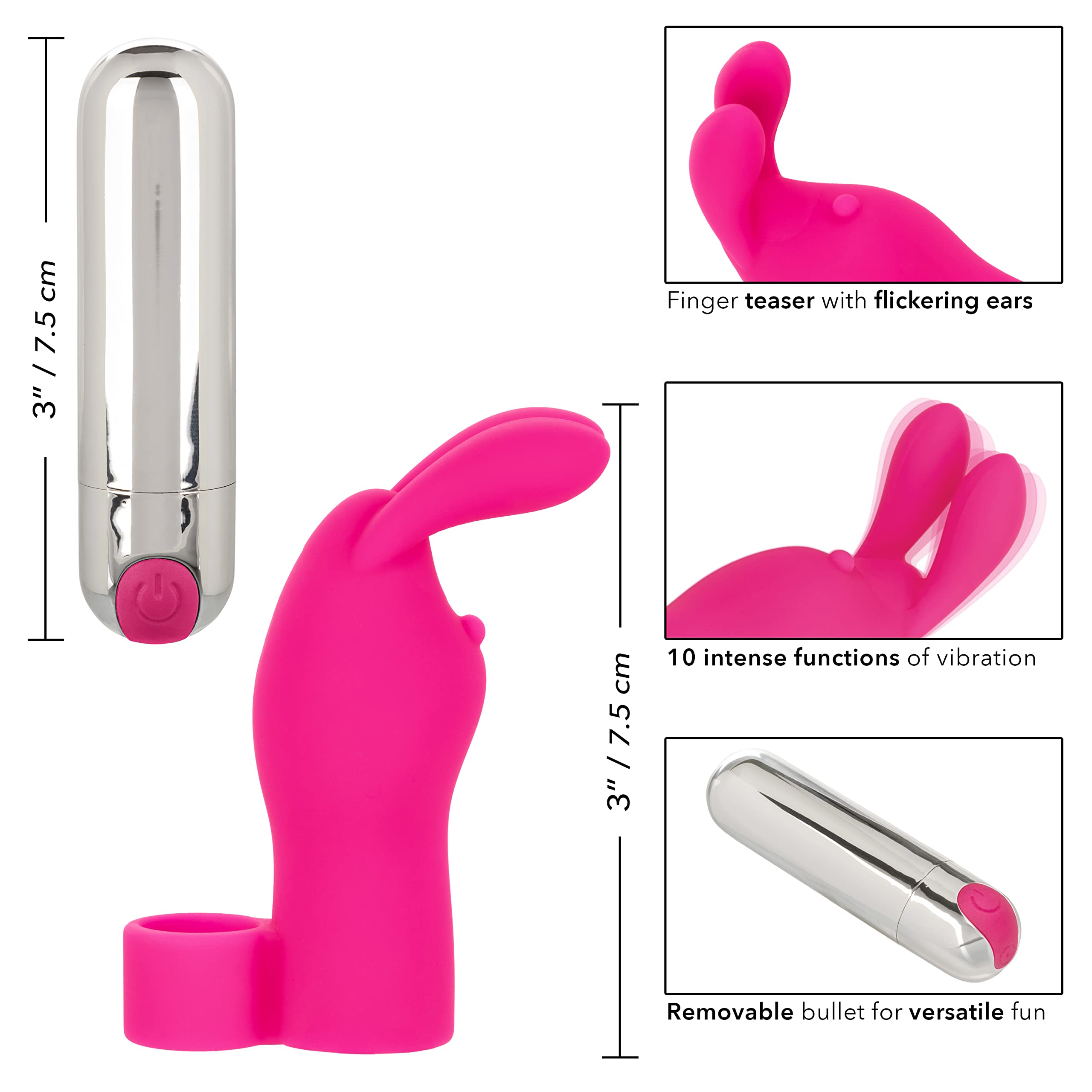 Calexotics - Estimulador dedal conejito de color fucsia