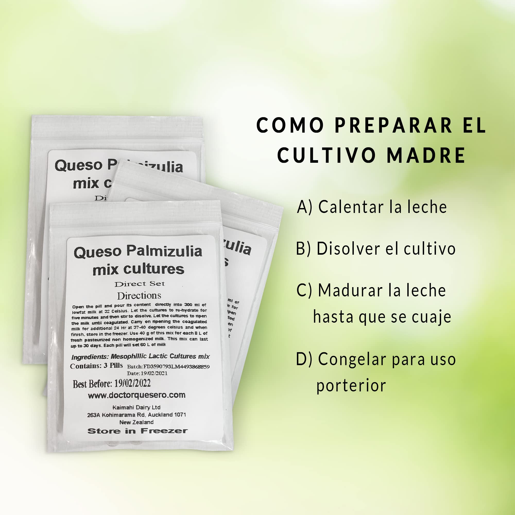 Mezcla de Cultivos Lacticos para Queso Venezolano tipo Palmita/Palmizulia. Make your own Pamita/Palmizulia Cheese