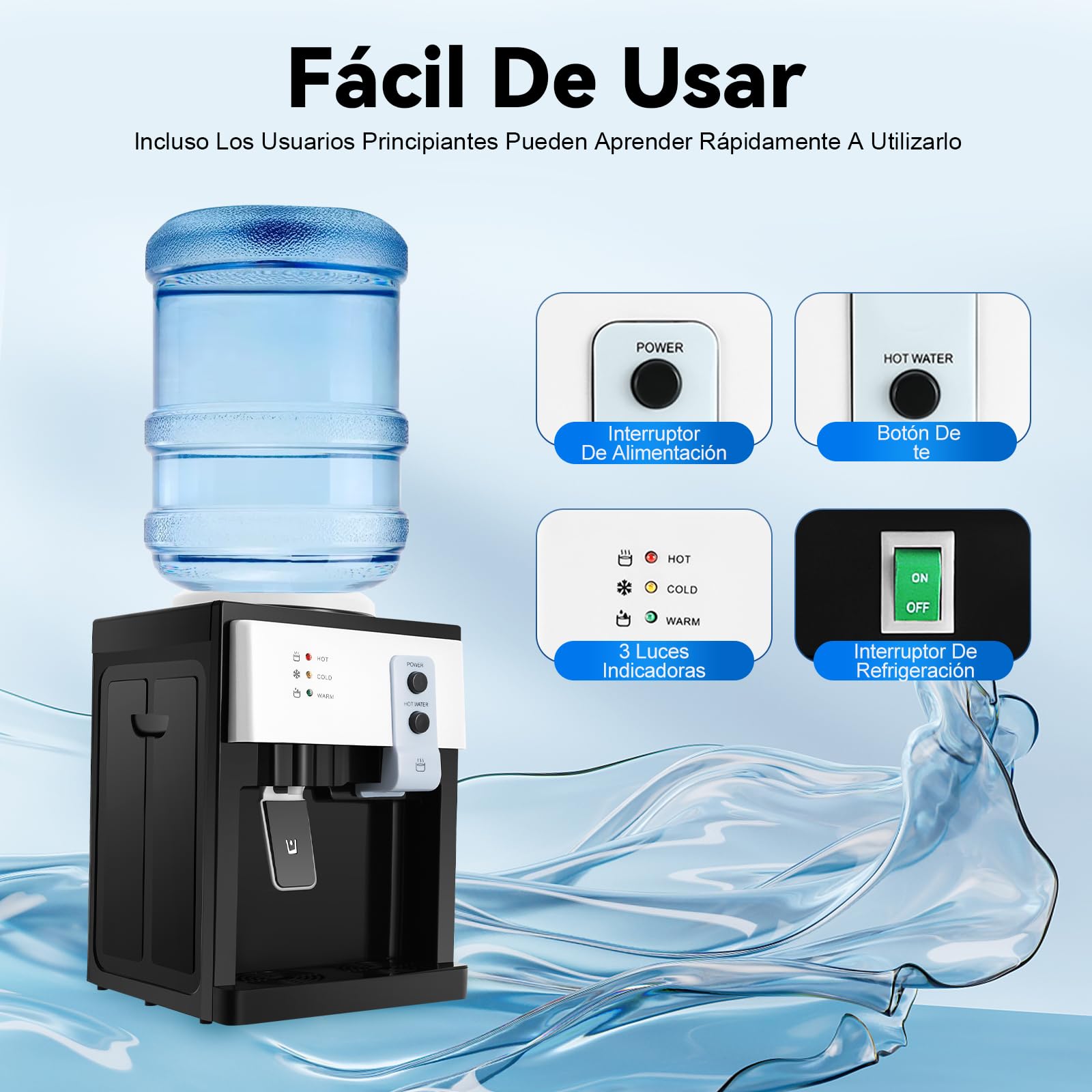 Distributore elettrico caldo e freddo, 550 W, refrigeratore e distributore di acqua potabile, per fontana d'acqua da 5 a 18 l, ufficio casa