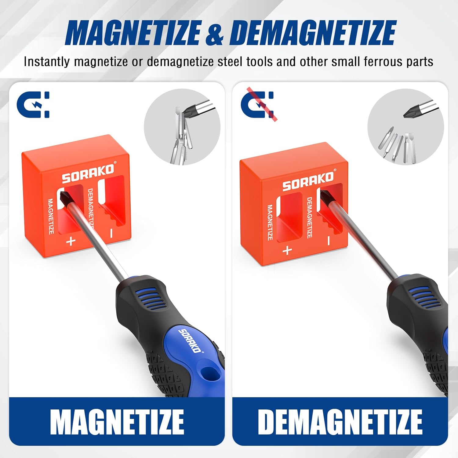 SORAKO 11-Piece Magnetic Screwdriver Set, 5 Phillips and 5 Slotted Tips, Include Magnetizer, Screwdriver with Professional Non-Slip Grip, for Home Repair and DIY Projects,With Case - Image 5