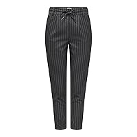 Only ONLPOPTRASH-NAJA FINE Pant Noos Pantaloni di Stoffa, Dark Grey Melange/Stripes:White Stripe