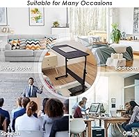 Vista 4 de POCHY Mesita de noche ajustable para colocar sobre la cama, escritorio de pie con ruedas extraíbles y bloqueables, con marco de acero, escritorio