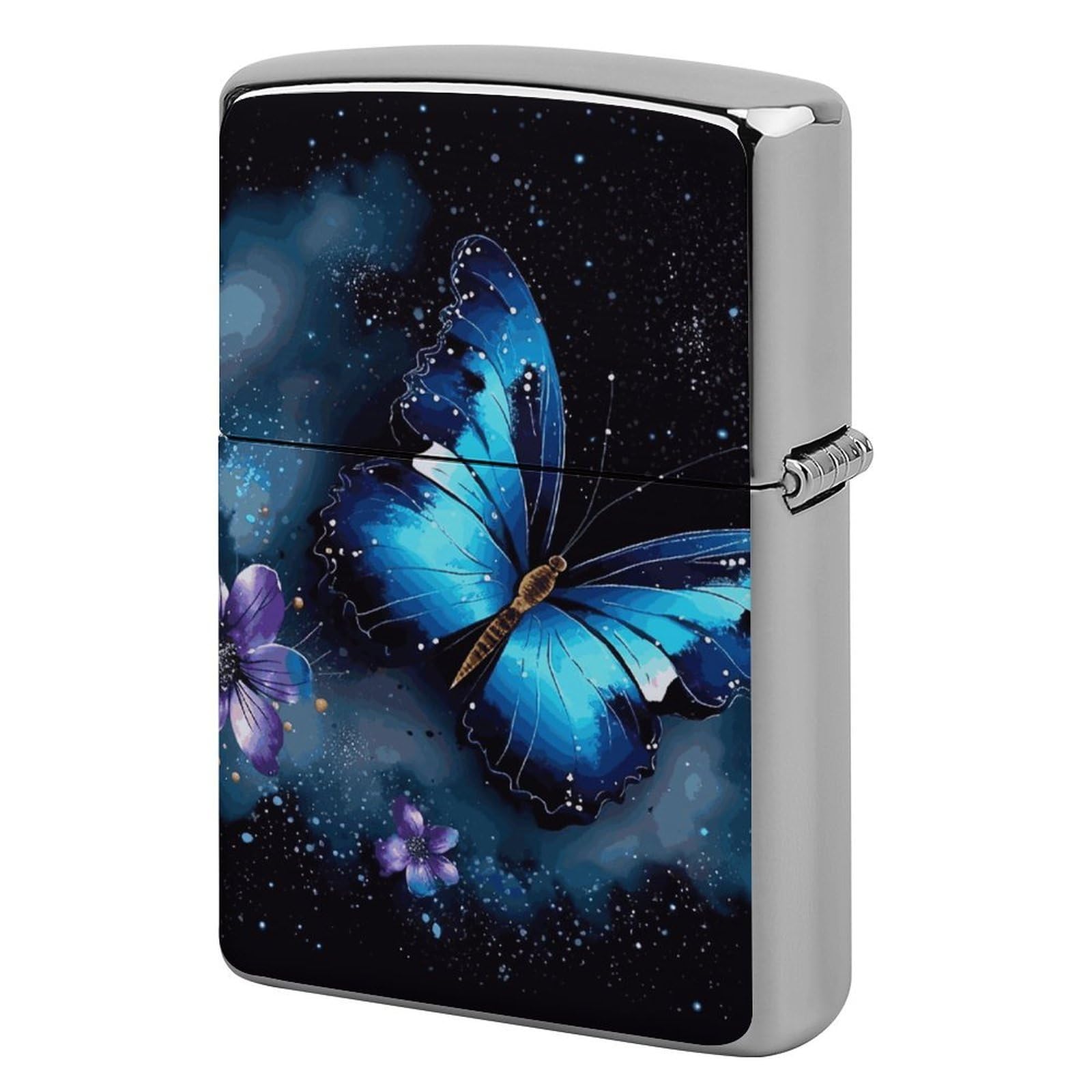 Galaxy Blue Butterfly Lighter Case for Men, Personalized Lighter Cover for Valentine's Day Gifts, Flip-Top Lighters Shell for Outdoor, Portable Lighters Protective Sleeve