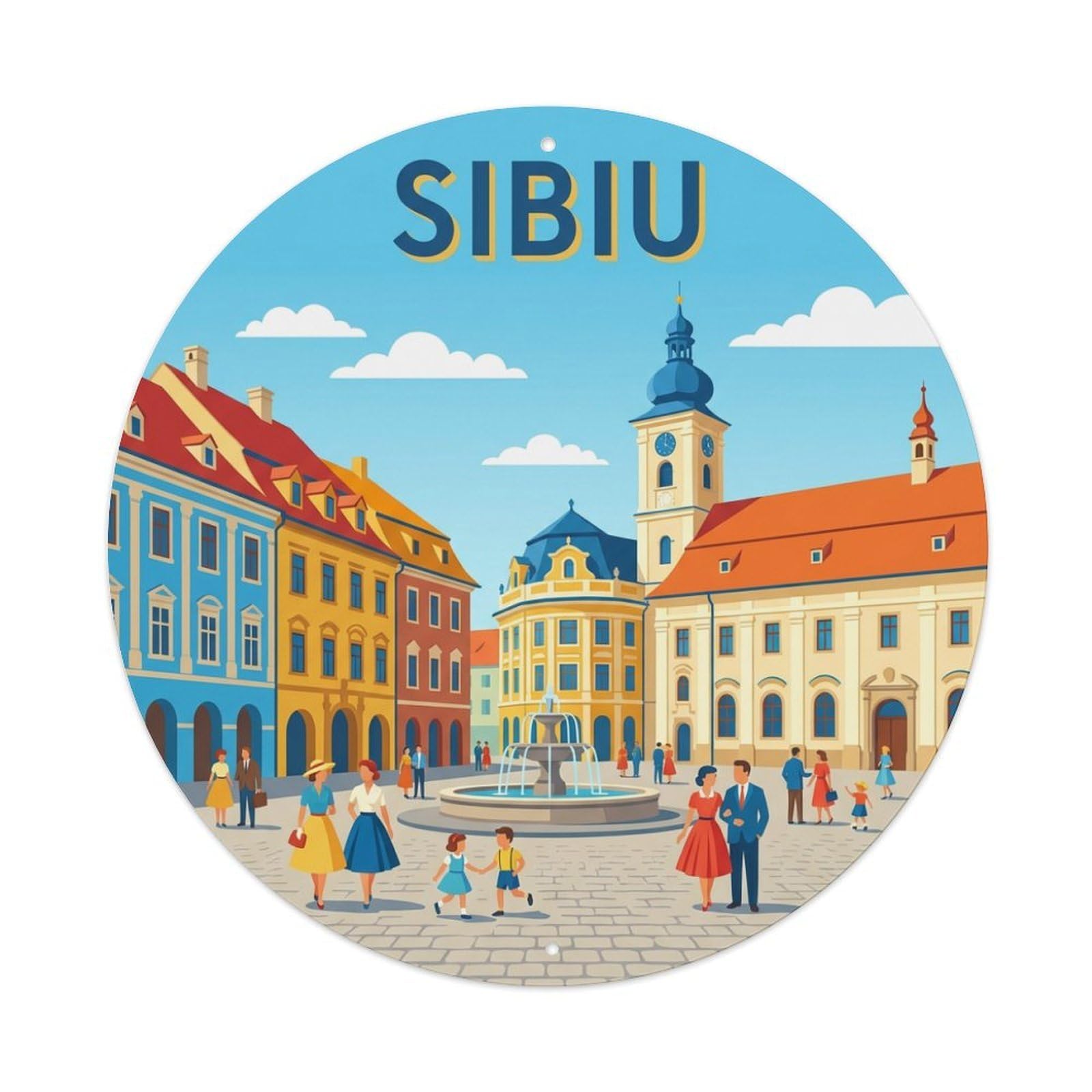 Metal Tin Sign Romania Vintage Travel Sibiu