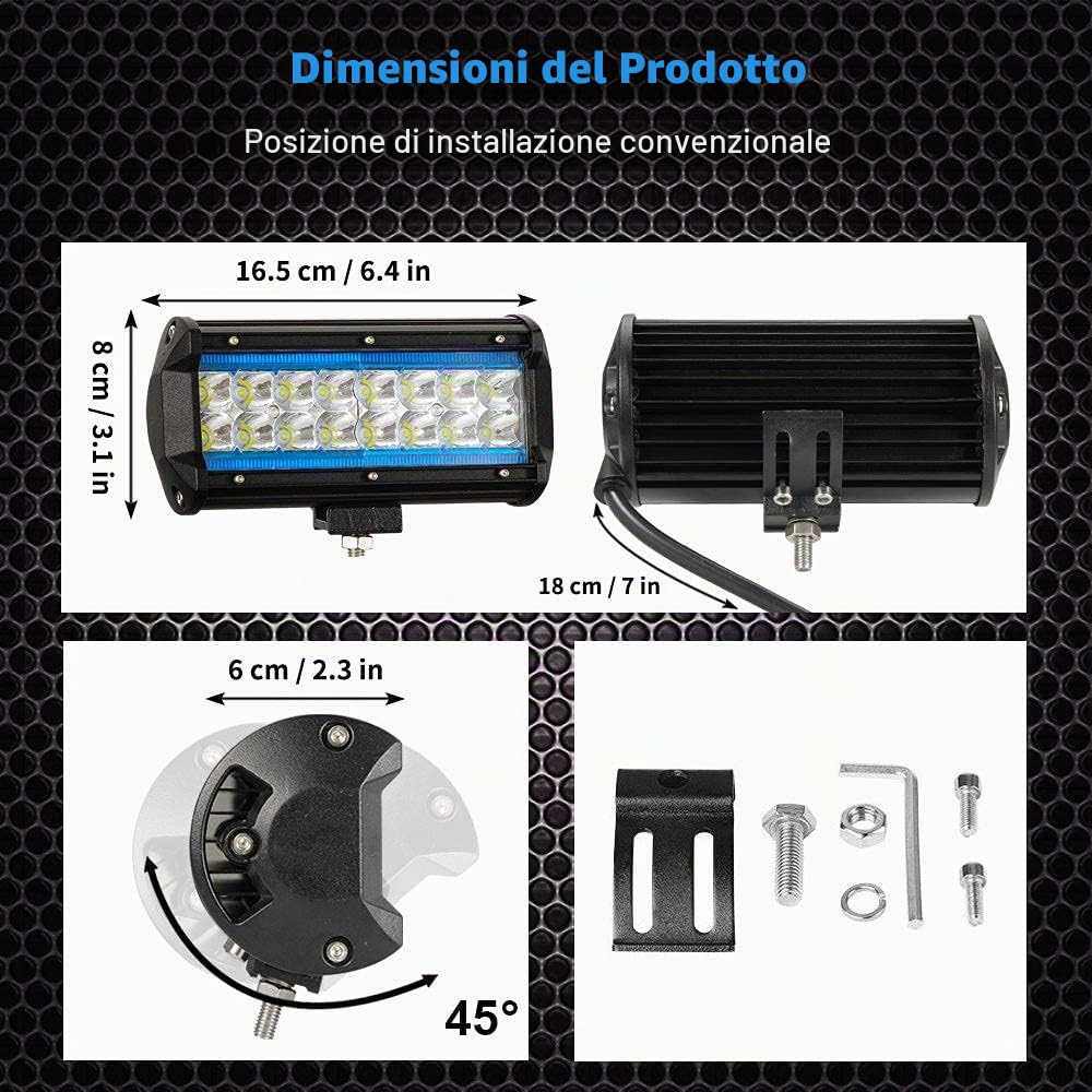 YUGUANG 7" Coppia Proiettore a LED Bianco Puro 6000K+8000K 240W 24000LM 9-30V Faro da Lavoro Riflettore Alluvione Fendinebbia Camion Trattore SUV