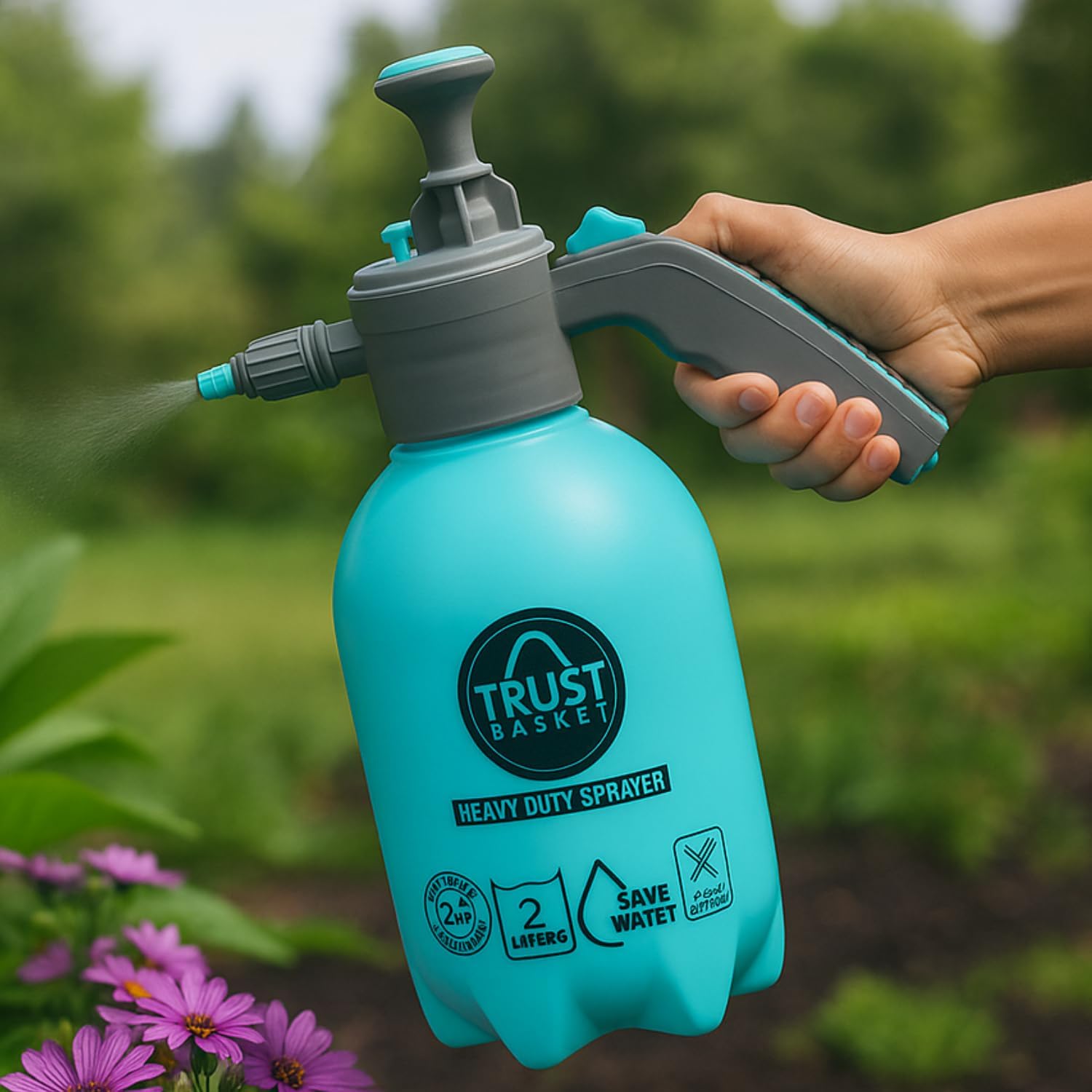 - TrustBasket Premium Pressure Sprayer 2 Litre (Aqua Blue) | Pressure Spray Bottle for Plants | Gardening Water Pump Sprayer | Plant Spray Bottle for Garden | Spray Bottles for Gardening,