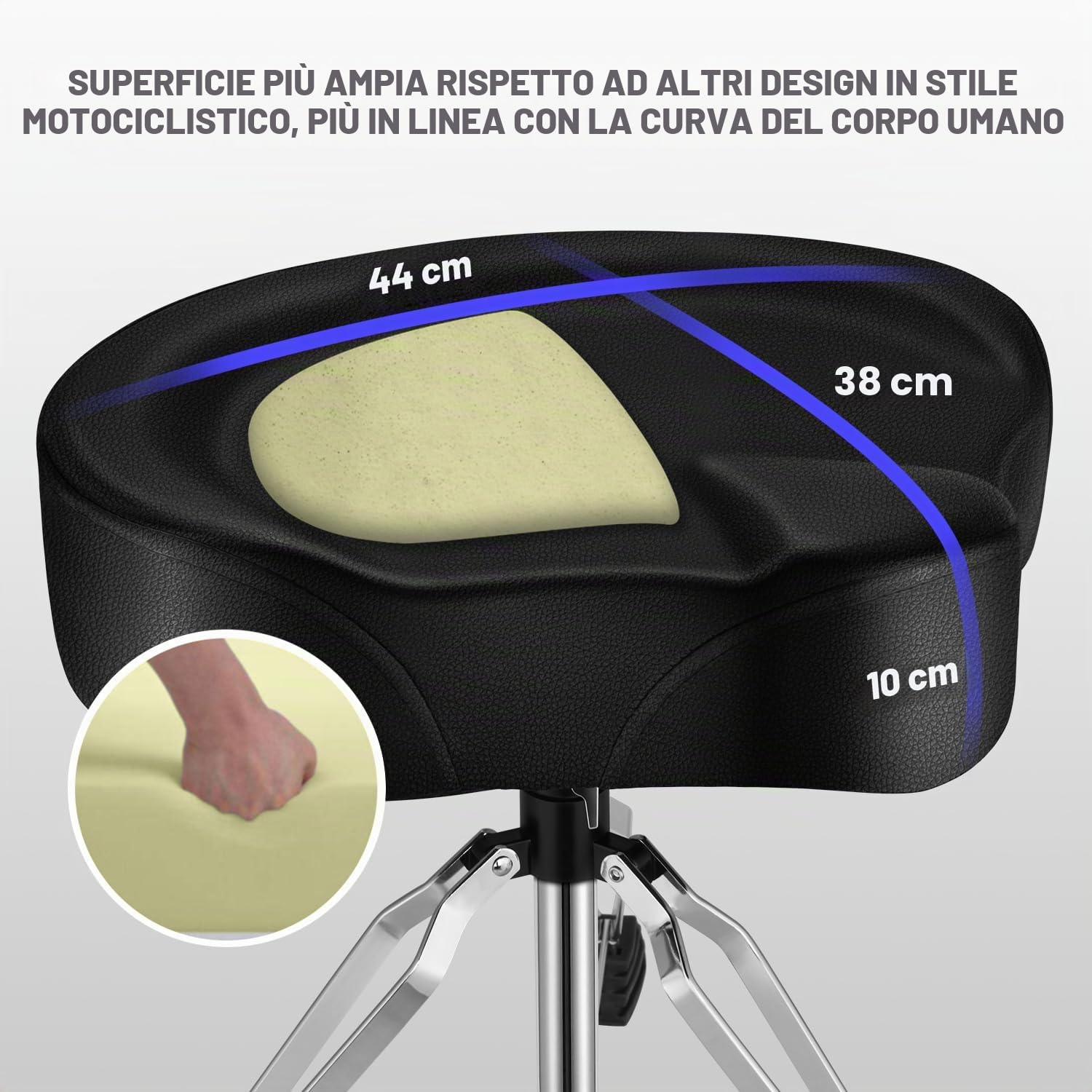 Donner Sgabello per batteria Sedile di tamburo Seggiolino imbottito in stile motociclistico con altezza regolabile