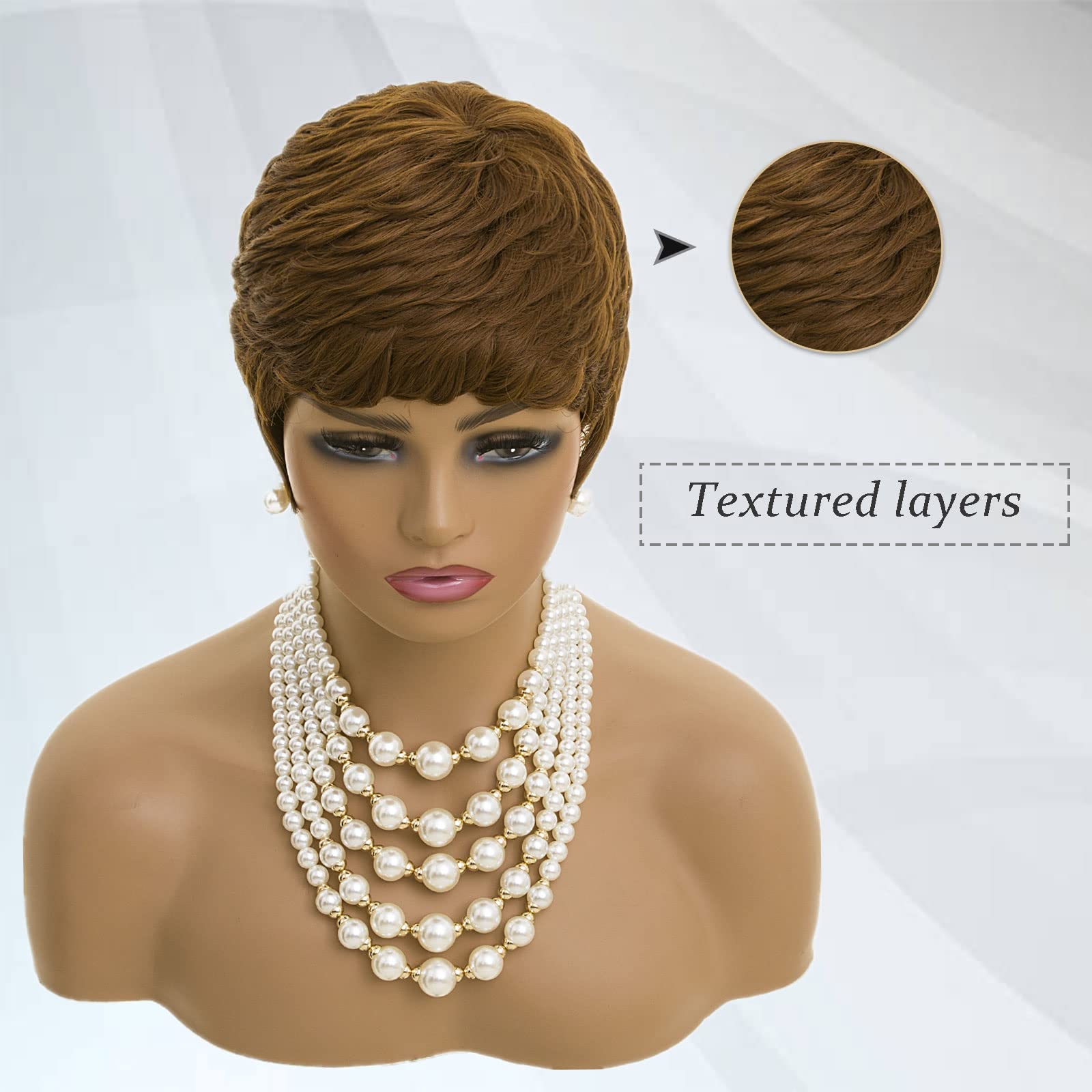 Auburn brown short angle cut bob Wig 2020 In Stock Short Auburn Wigs Heat-Resistant Synthetic Hair  main image 2