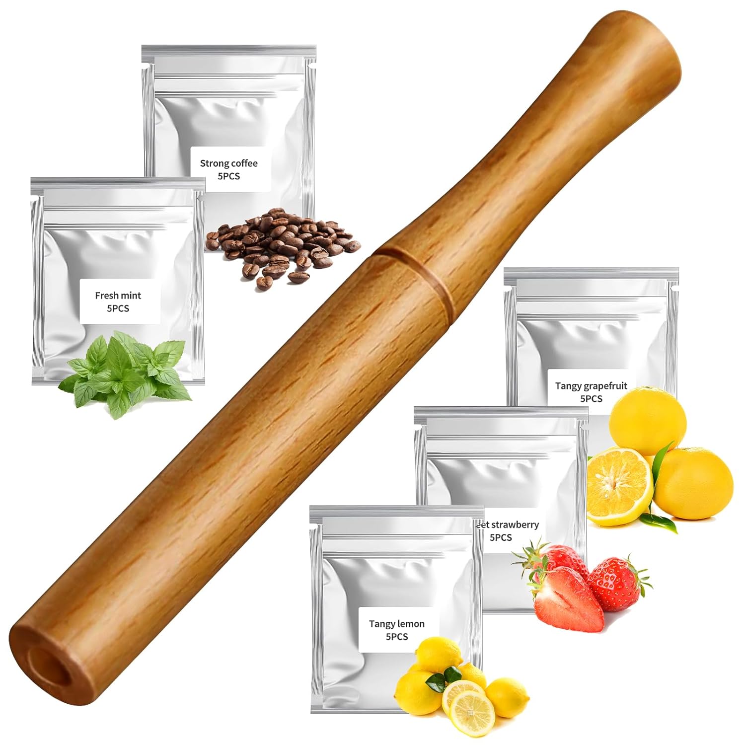 Upgraded Wooden Inhaler with All-Natural Herbal Extracts | Improves Breathing & Freshens Breath | Replaces Oral Habits for Fresh Air & Relaxation-NN01