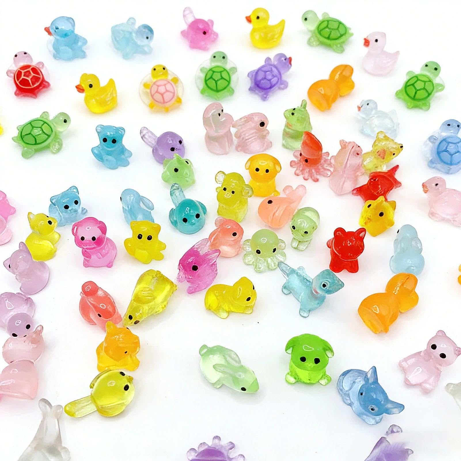 Zhixan 200PCS Glow in The Dark Mini Resin Animals, Tiny Small Miniature Animal Figurines Bulk, Ducks