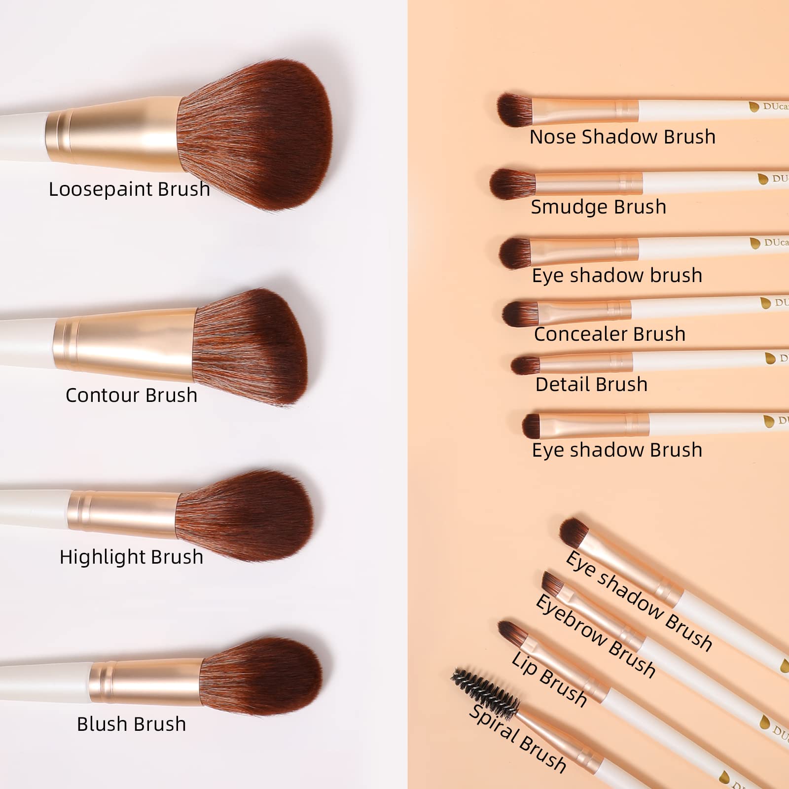DUcare 14-Piece Professional Synthetic Makeup Brush Set with Travel Bag