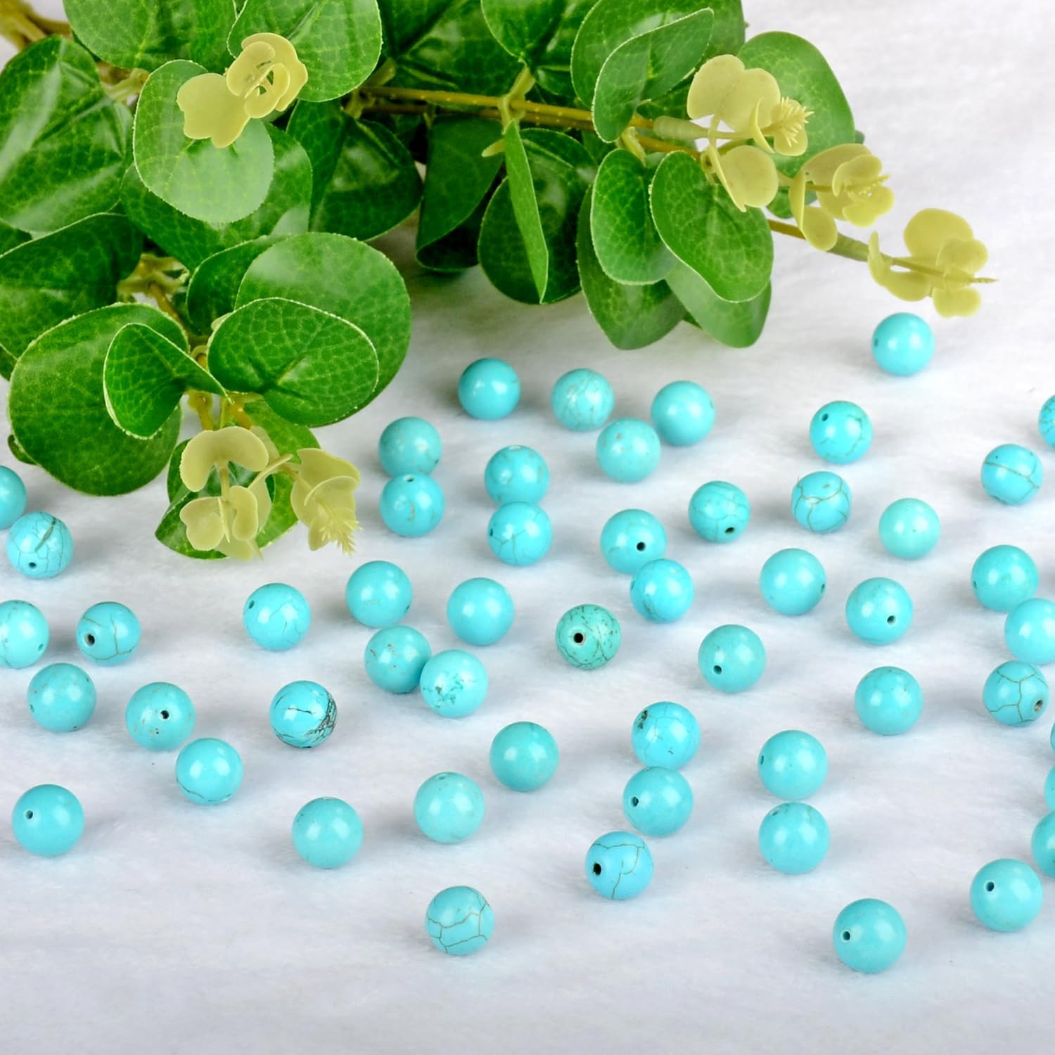4mm 200pcs Natural Stone Round Beads Blue Turquoise Genuine Stone Beading Loose Gemstone DIY Charm Smooth Beads for Bracelets Necklaces Earrings Hole Size 1mm (Blue Turquoise 4mm) - Image 3