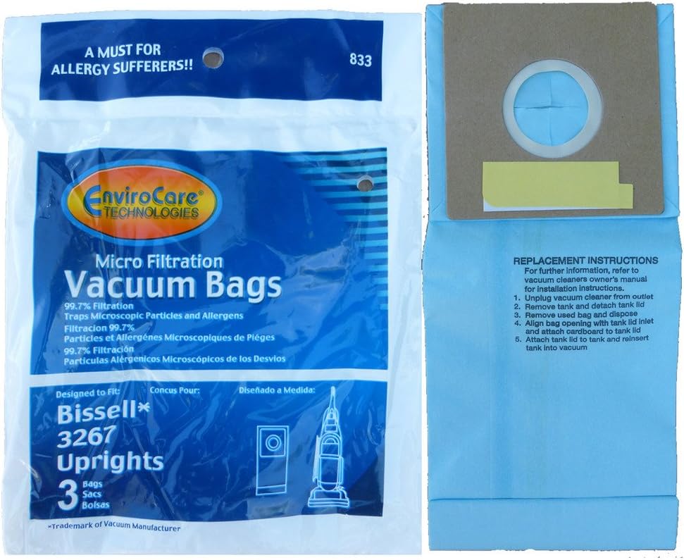 EnviroCare Replacement Vacuum Cleaner Bags Designed to Fit Bissell 3267 Powerglide, Velocity Upright Vacuum Cleaners 6 bags