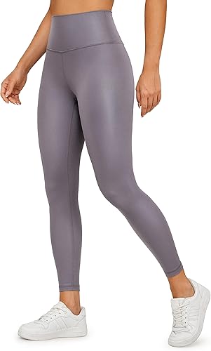CRZ YOGA Butterluxe Matte Faux Leather Leggings for Women 25" - High Waisted Stretch Ankle Leather Pants Pleather Tights