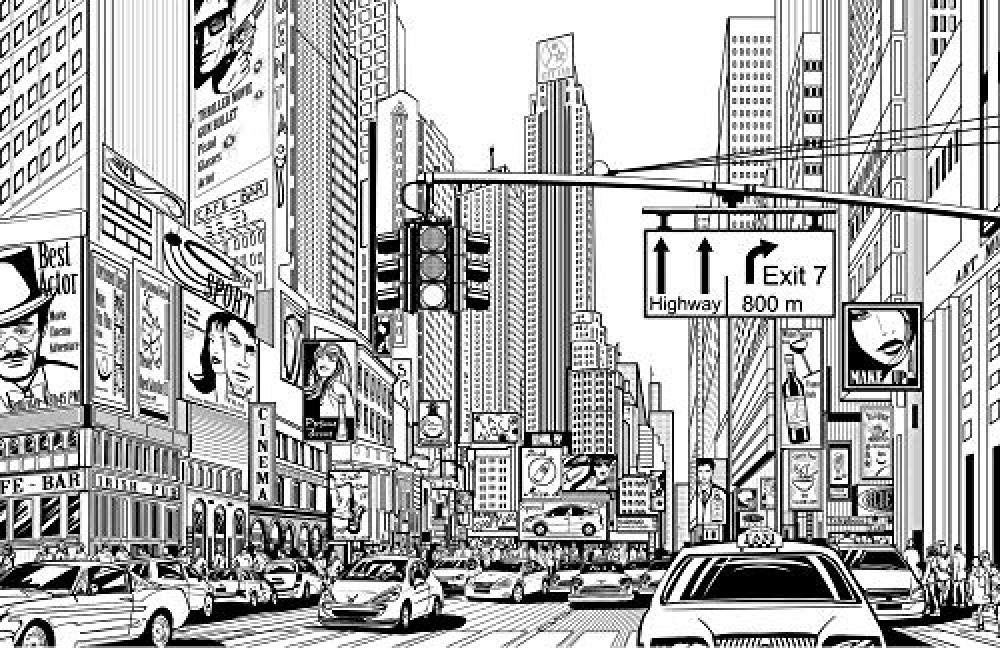 ZZXIAO Pared Pintado Papel tapiz 3D ilustrado de NYC Mural Decoración Fotográfico Fotomural sala sofá pared mural-350cm×256cm