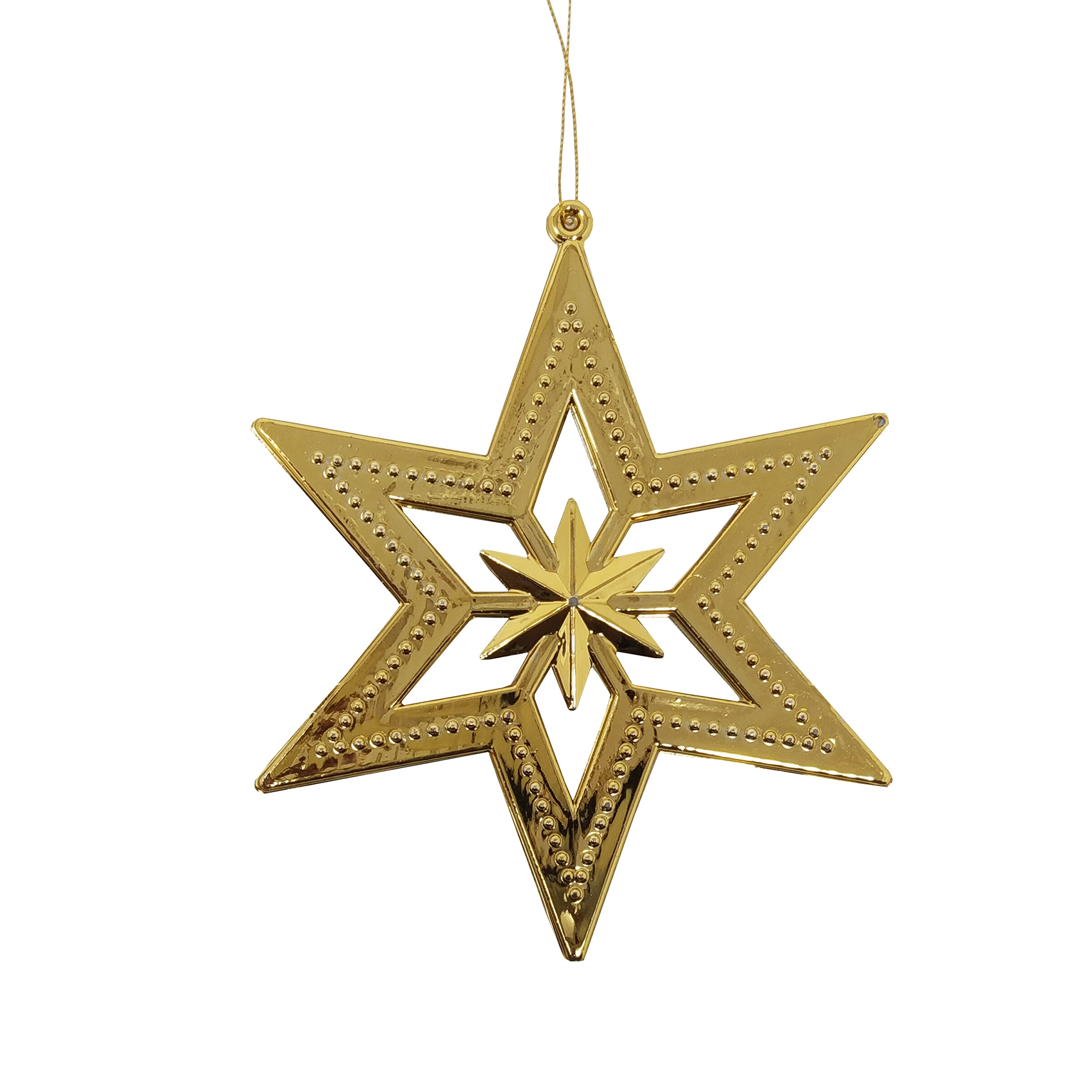 Excel Impex Golden Small Star Christmas Tree Hanging Ornament Star 10cm x 10cm x 1cm 6Pcs for Christmas Decorations 3