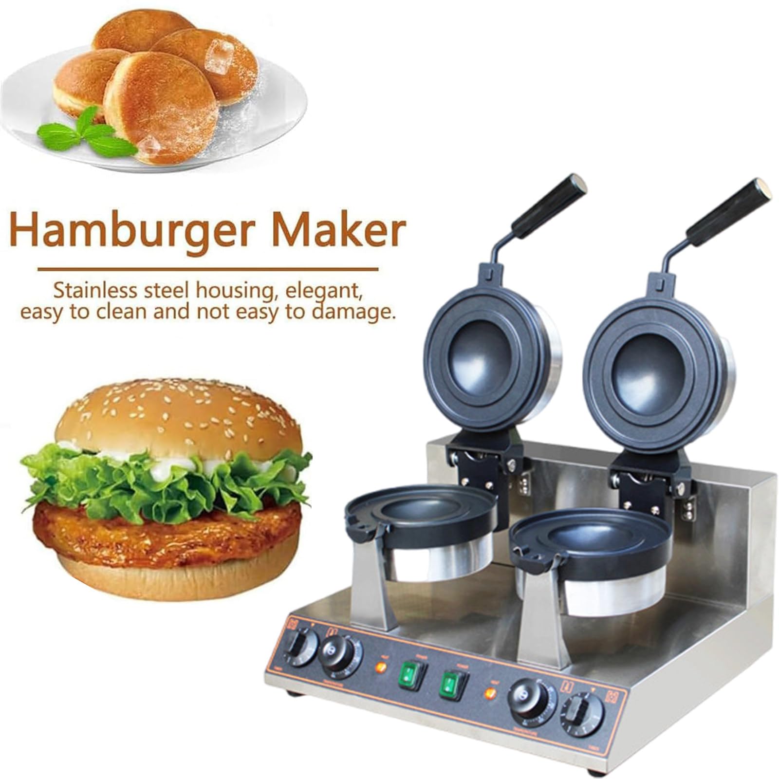Macchina per Hamburger elettrica, pressa per Hamburger, Macchina Commerciale elettrica per Hamburger e Waffle, pressa per Hamburger, Macchina per la Cottura, Macchina per Hamburger,