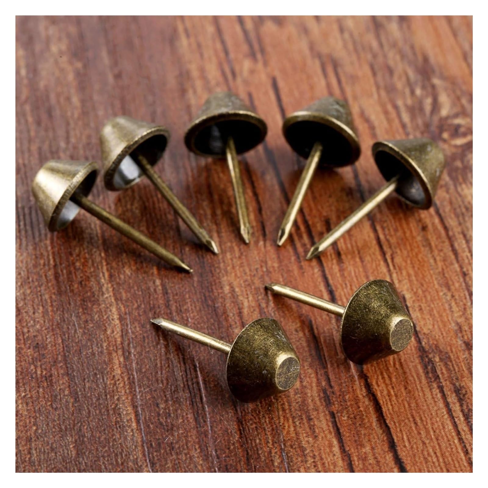 Punaises à Dessin, 100 punaises de canapé Plates en Fer Bronze Antique, Panier de boîte à Bijoux Vintage 11 mm 25 mm, matériel for la Maison, Attaches habituelles et Pratiques