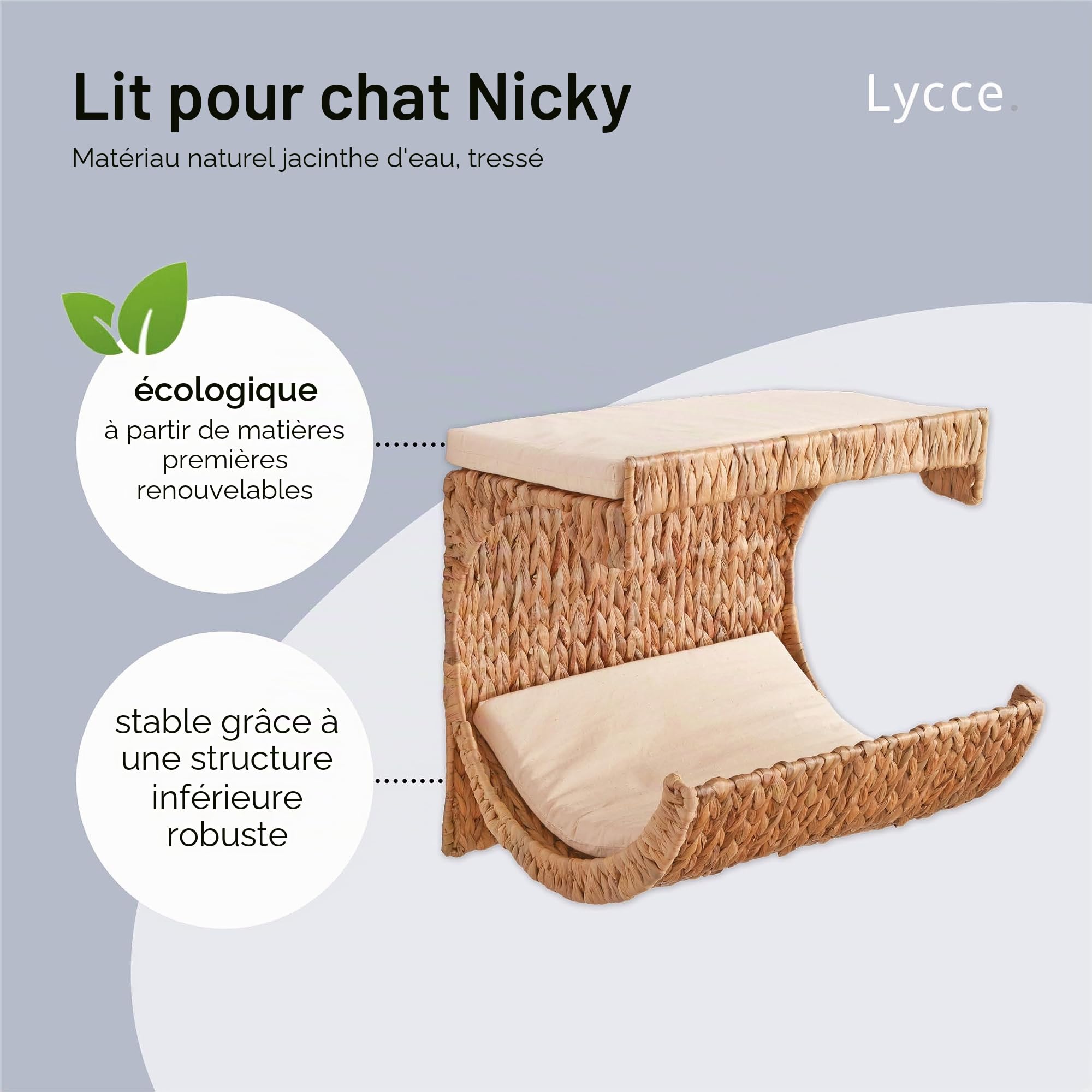 Panier mural pour chat en jacinthe d'eau