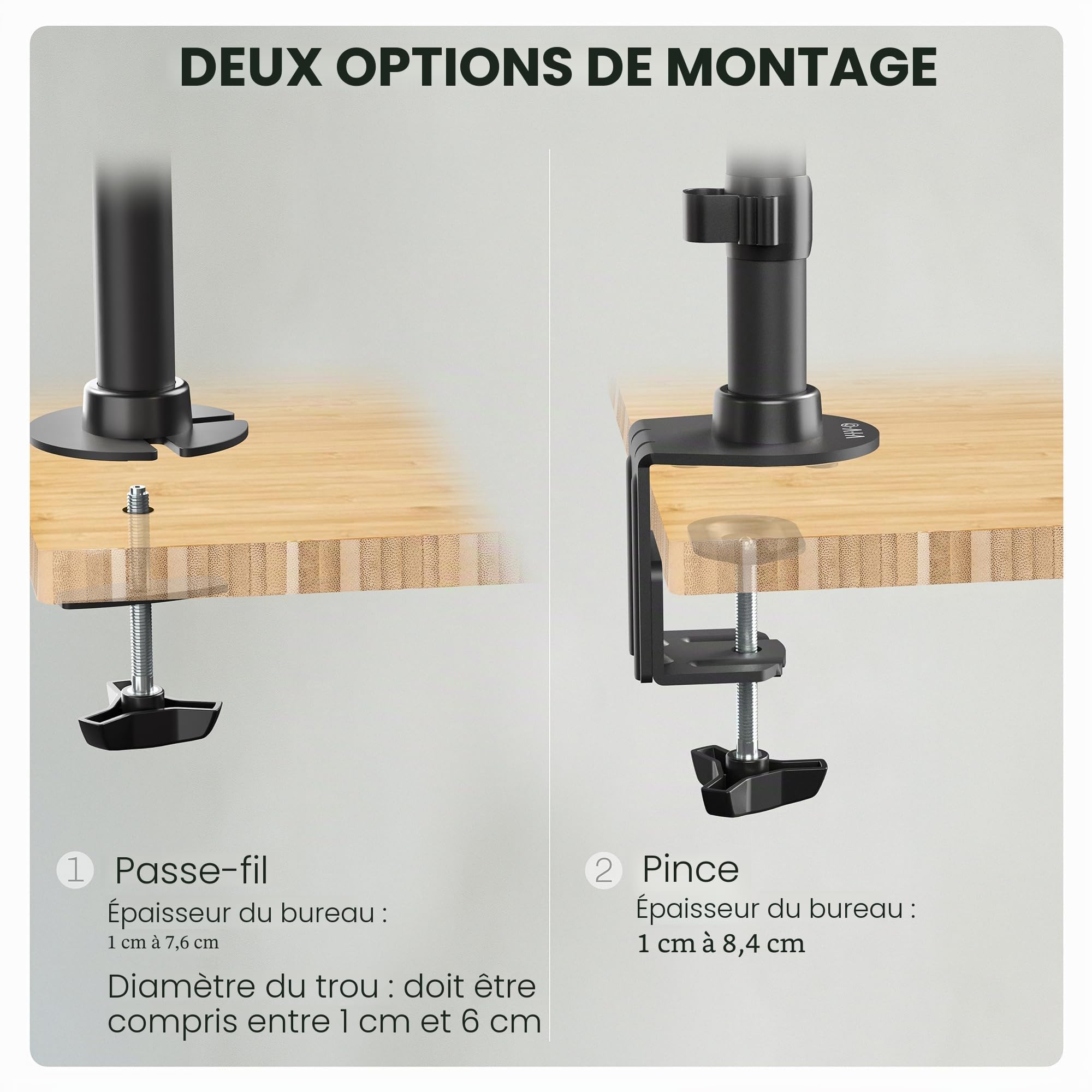 Vivo STAND-V002R Support de Bureau Double écran avec réglage de la Hauteur et plaques VESA pour 2 écrans LCD Ultra Larges jusqu'à 34"