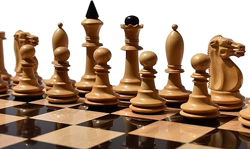 Miniatura 8 de The Chess Empire - Serie Soviética Shkolnik Juego de ajedrez completo de lujo de boj y ebonizado 3.5" King piezas de ajedrez de madera con tablero