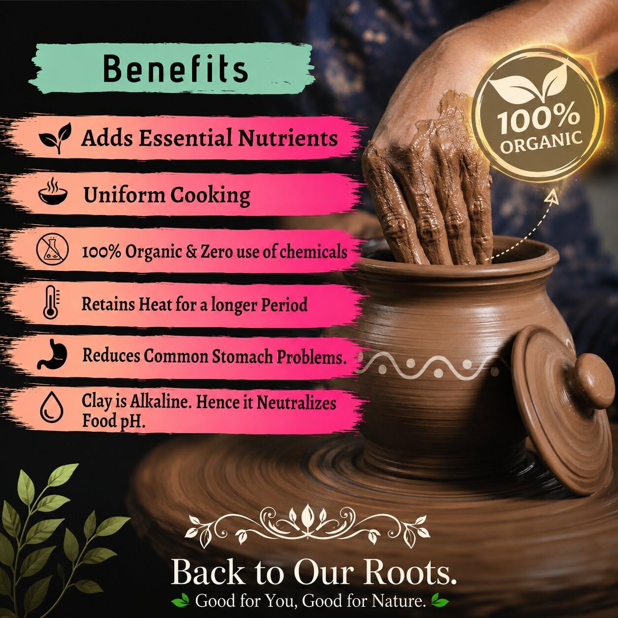 Organic Clay Dahi Handi - Traditional Indian Pot -3