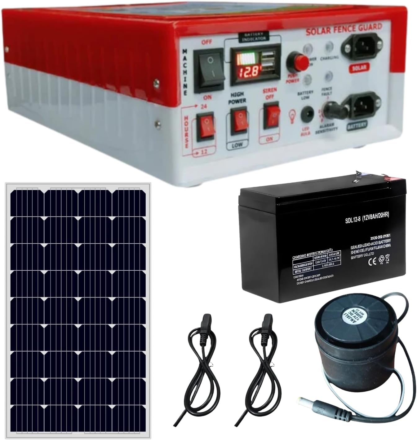 Kamal Agrotech zhatka Machine Solar Fence Protector Kit, 15kV, 50 Acre Coverage, with Charger (Zhatka Machine with Solar Panel & 12ah -14v Battery)