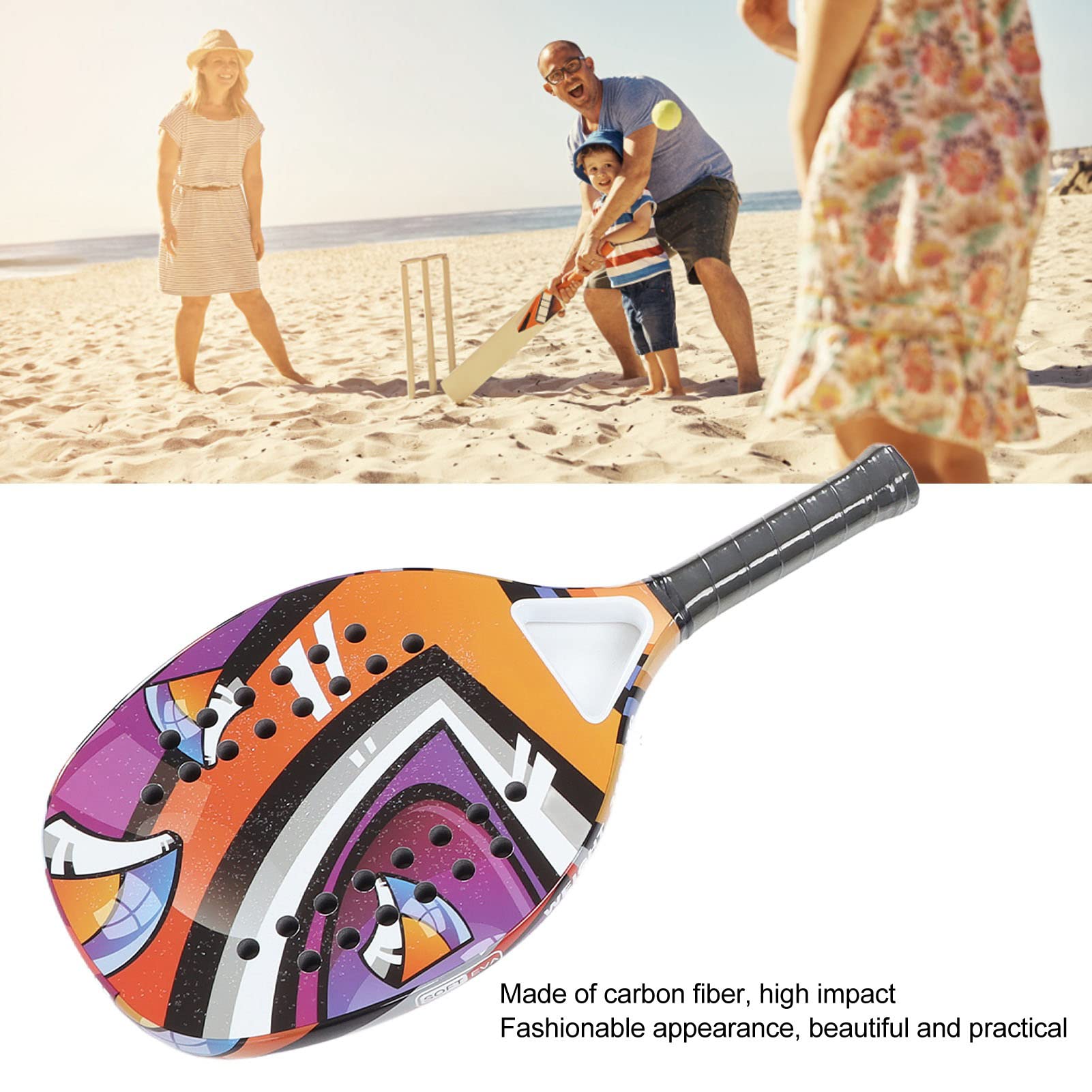 Rakieta do Tenisa Plażowego Przenośny Rakieta Padel Włókno Węglowe Antypoślizgowy Odprowadzanie Potu Rakieta do Paddleballa Powierzchnia z Włókna Węglowego z pianką EVA Memory Flex
