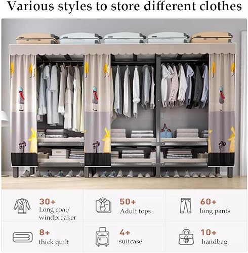 Miniatura 7 de large closets Large Closet Metal Frame Clothes Closet with Thick Cloth Cover Closet for Clothes Saves Space Portable Wardrobe Closet Space-saving