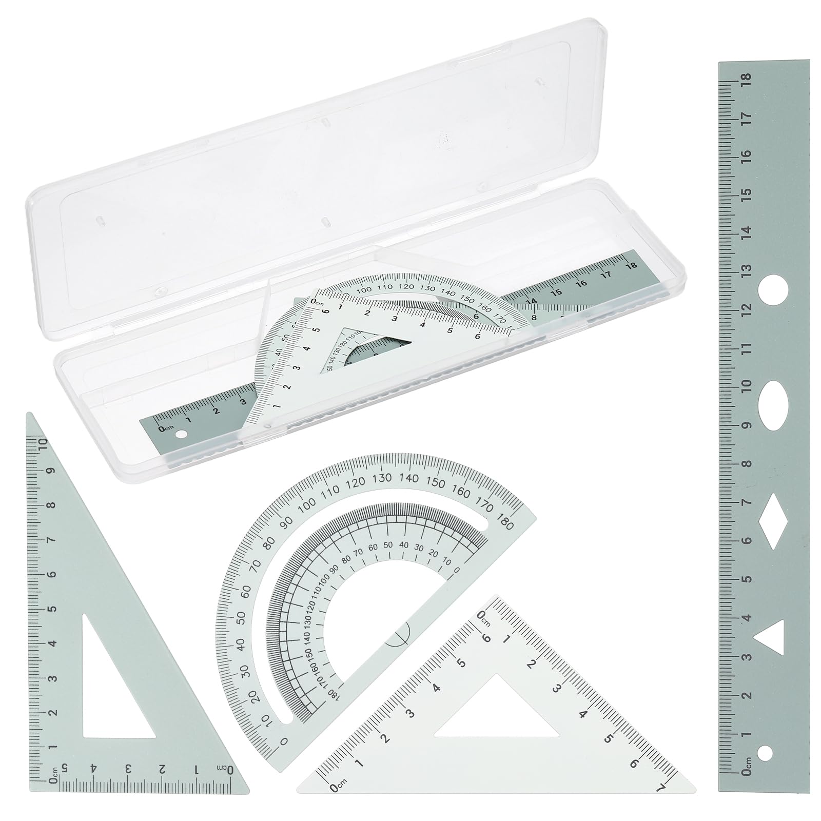PATIKIL Geometry Set, 7 Inch Aluminum Ruler & 2 Triangles, Metal Protractor Ruler Math Drafting Measuring Tool for Home Office Math Drawing Engineering Art,Gradient Green