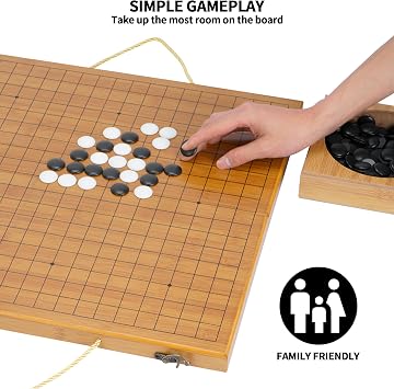 19x19 Folding Go Game Set Board with Bamboo Bowls and Imitation Jade Go Pieces,Backgammon Set Classic Board Game Weiqi Board Travel Set Games