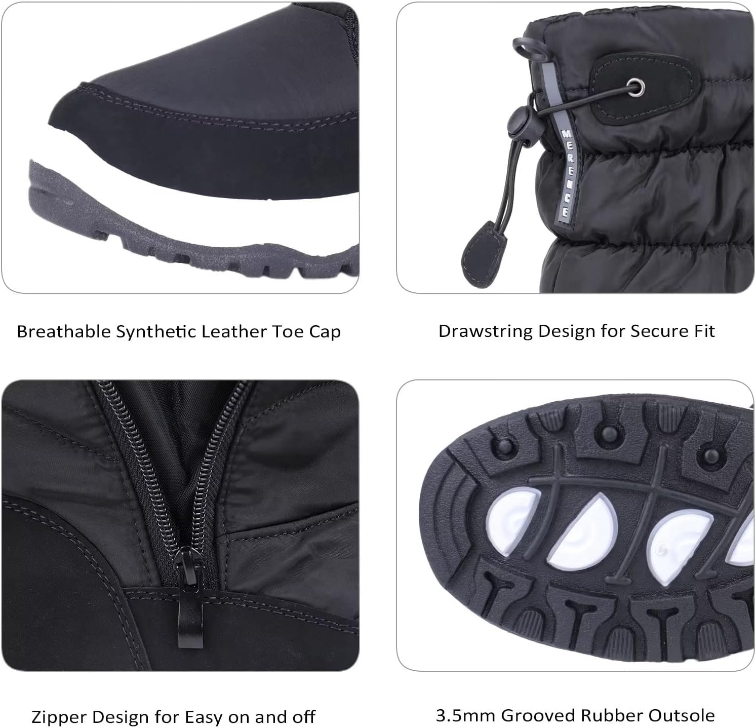 CIOR Women's Snow Boots Winter II Water-Resistant Fur Lined Frosty Warm Anti-Slip Boot U120WMX001-Black-37 - Image 5