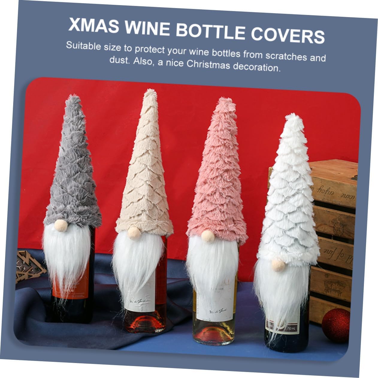 Xmas Faceless Doll Plush Non-woven Wine Bottle Covers 4pcs Christmas Decor