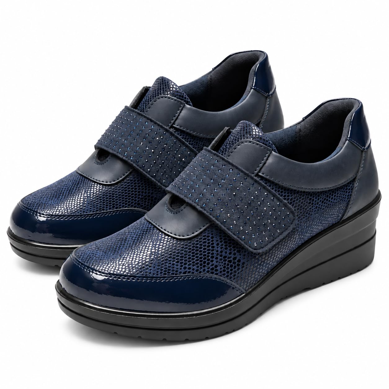 CLEIKS Mocassino Donna Elegante Scarpe con Zeppa da Donna Scarpe con Strappo Casual Design con Strass CWCL265158 IT