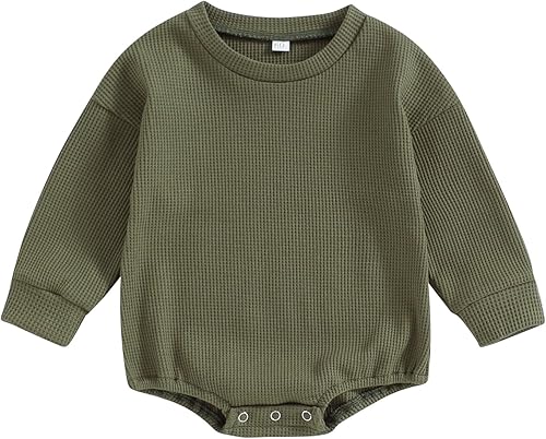 Miniatura 8 de FIOMVA Ropa de primavera y otoño para bebé niña y niño ropa de algodón sólido de manga larga mameluco básico