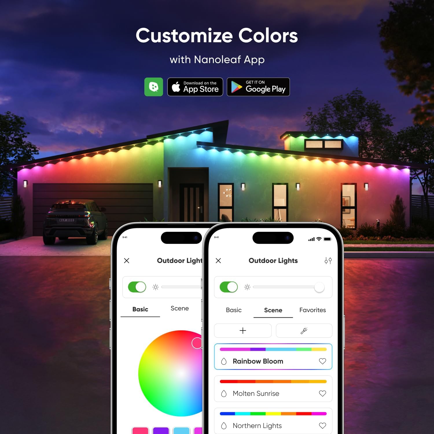 Nanoleaf Matter Permanent Outdoor Lights, Smart RGBCW Outdoor String Lights for Daily & Accent Lighting, IP67 Waterproof, Compatible with Alexa, Google Home, Multiple Scene Modes, 49ft (15m)