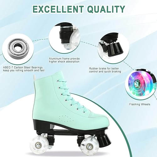 Miniatura 4 de Jessie - Patines de cuero para mujer, para exteriores e interiores, cuatro ruedas ajustables, patines de primera clase para mujer, hombre, niños