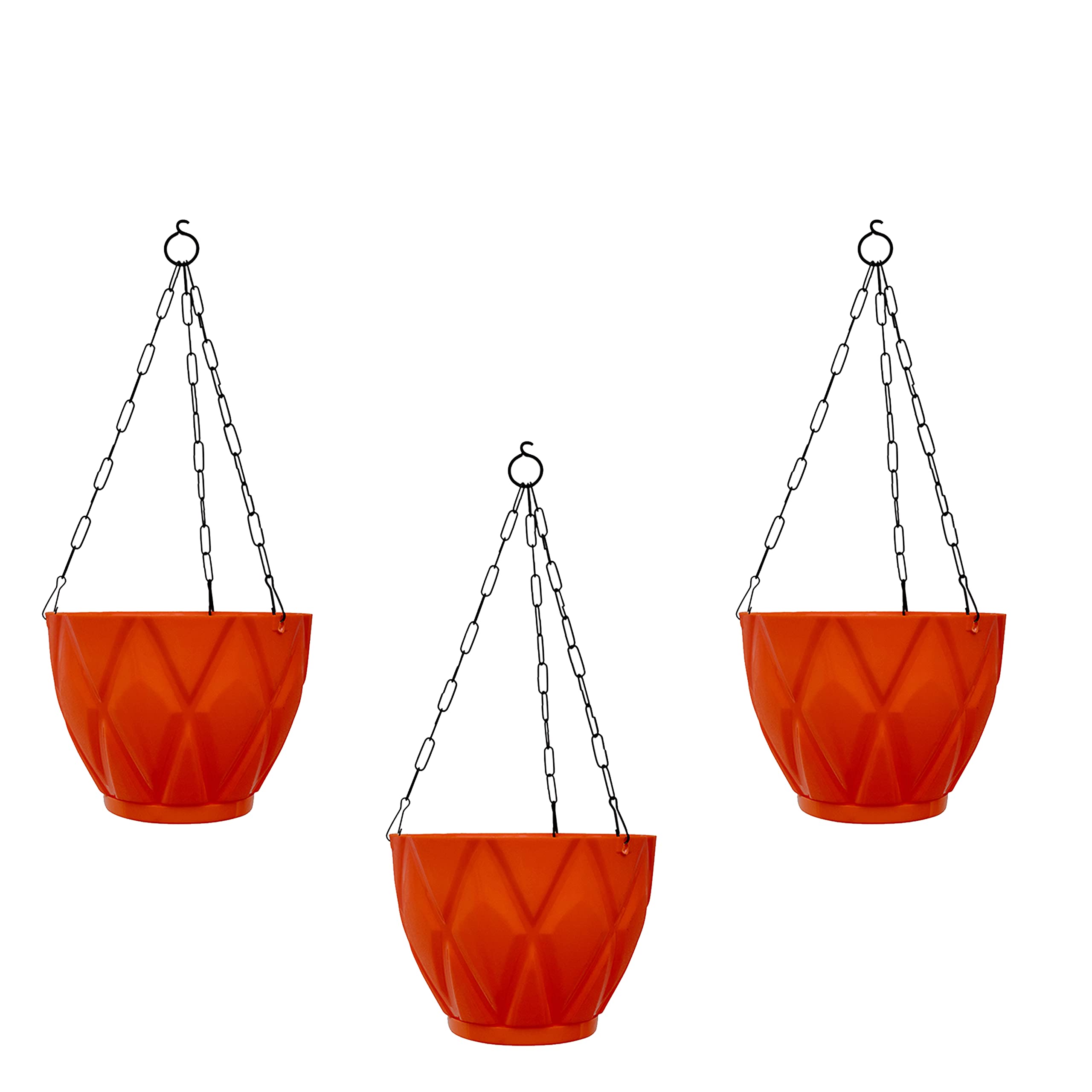 GREENRI Solitaire Nest Plastic Hanging Planter with Hook Chain & Detachable Plate, Flower Hanging Pot Diameter - 8 Inch, Chain Length-15 Inch, (Pack of 3) for Home, Balcony & Garden Décor(Orange) (B09XQYP4RT) Amazon Price History, Amazon Price Tracker
