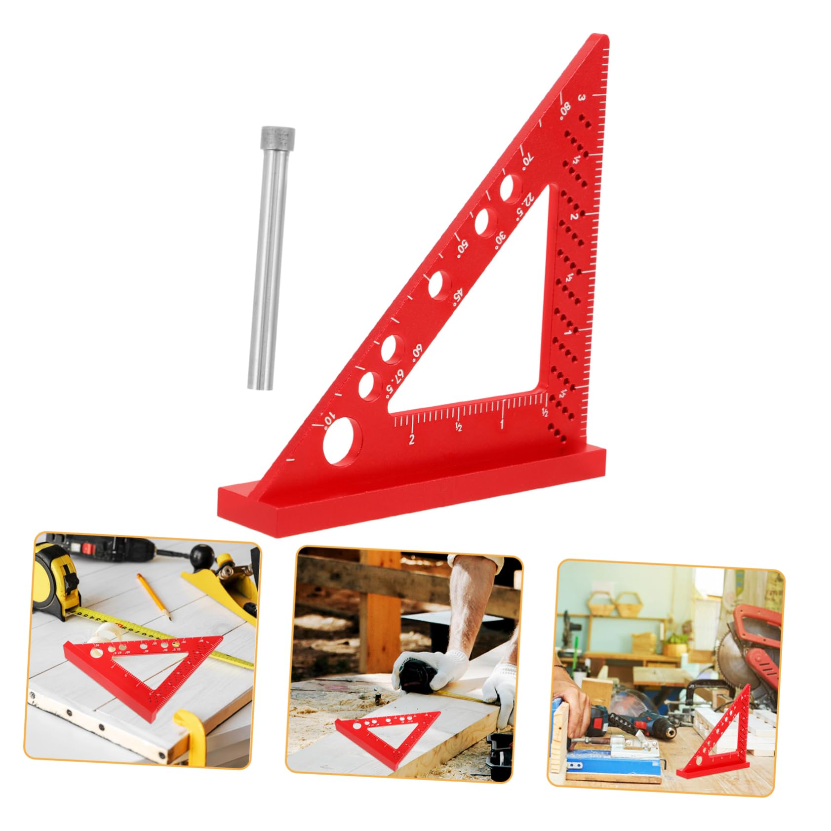 Mikikit 3 Pz Righello Quadrato Per Carpenteria Attrezzo Piazza Macchinista Morsetto Angolare Per La Lavorazione Del Legno Righelli Di Misurazione in Metallo Piccola Piazza Alluminio Rosso