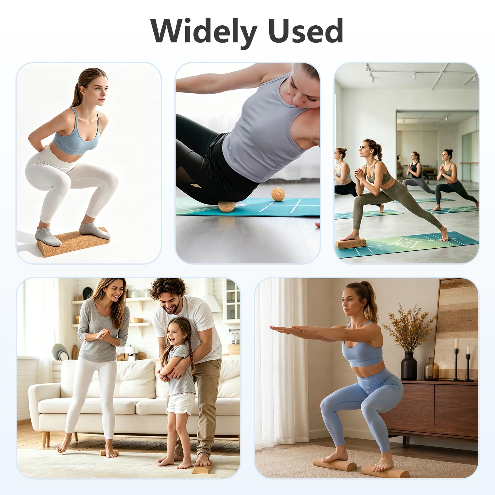 Cork Balance Training Set con Tappetino Yoga, Balance Board in Sughero | Blocchi di Equilibrio Rullo, Palla Massaggio e Fasce Stretch Dita, Kit Allenamento Piedi e Caviglia Antiscivolo per Stabilità